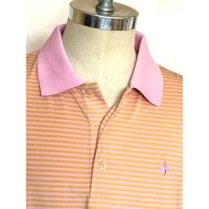Peter Millar & Tuckernuck Polo Shirt Men's XL Summer Comfort Orange Pink Striped